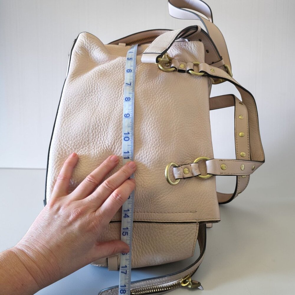 Cole Haan Blush Pink Pebbled Leather Tassel Satchel Crossbody Bag Gold Hardware - Picture 9 of 16